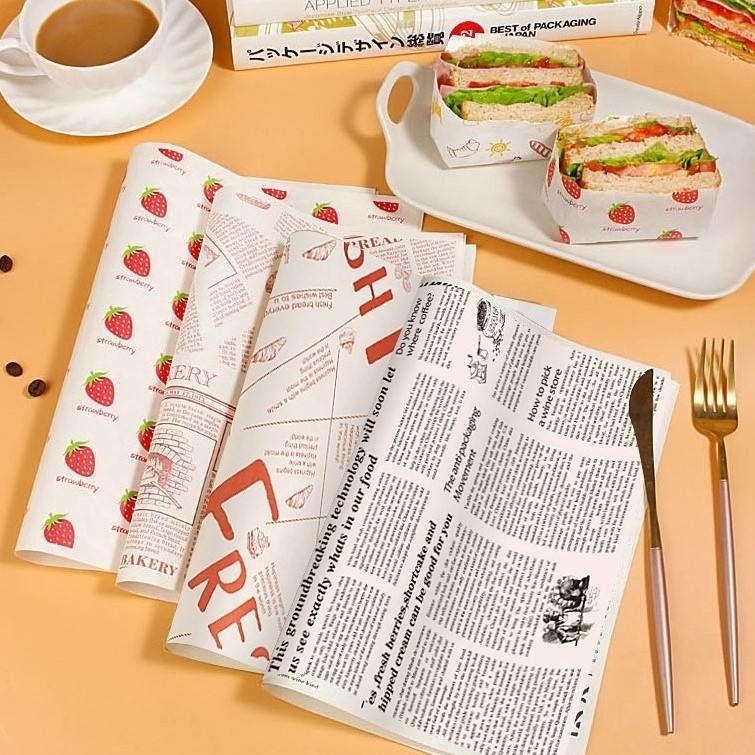 Το κηρωμένο έγγραφο βαθμού τροφίμων προσαρμόζει Burger κεριών pe λογότυπων το Greaseproof έγγραφο περικαλυμμάτων